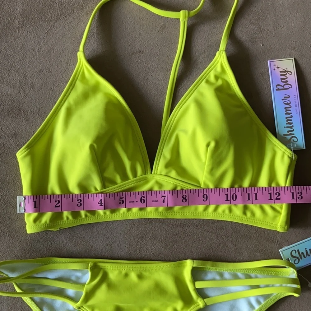 SHIMMER BAY Neon Yellow Bikini size medium